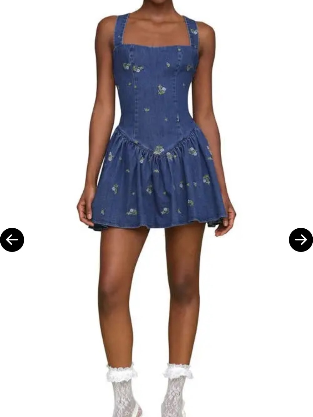 NWT Avec Les Filles Denim Embroidered Romper Mini 8